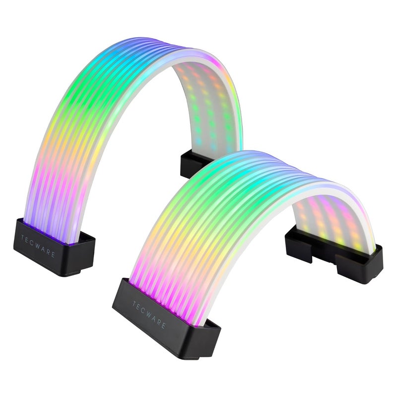 TECWARE Flex RGB Cable Cover Kit | Compatible with 24-Pin Motherboard and 8-Pin/16-Pin GPU | ARGB PSU Cable Extension with 5V 3-Pin Sync | RGB Lighting Kit for PC Cables | Black - Image 1